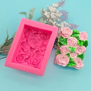 Rectangle Soap Silicone Mold-Rose Flower Soap Mold-Handmade Soap Bar Mold-Valentine Rose Candle Mold-Aromatherapy Plaster Art Mold