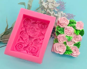 Rectangle Soap Silicone Mold-Rose Flower Soap Mold-Handmade Soap Bar Mold-Valentine Rose Candle Mold-Aromatherapy Plaster Art Mold