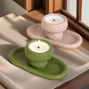 Plateau nordique moule en silicone - plateau ovale pour bibelots moule en résine - moule géométrique pour pot de bougie - moule en béton pour récipient à bougie - moule de décoration en plâtre jesmonite