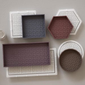 Geometric Tray Silicone Mold-Rectangle Tray Resin Mold-Round Trinket Dish Resin Mold-Concrete Candle Holder Mold-Jesmonite Plaster Art Mold
