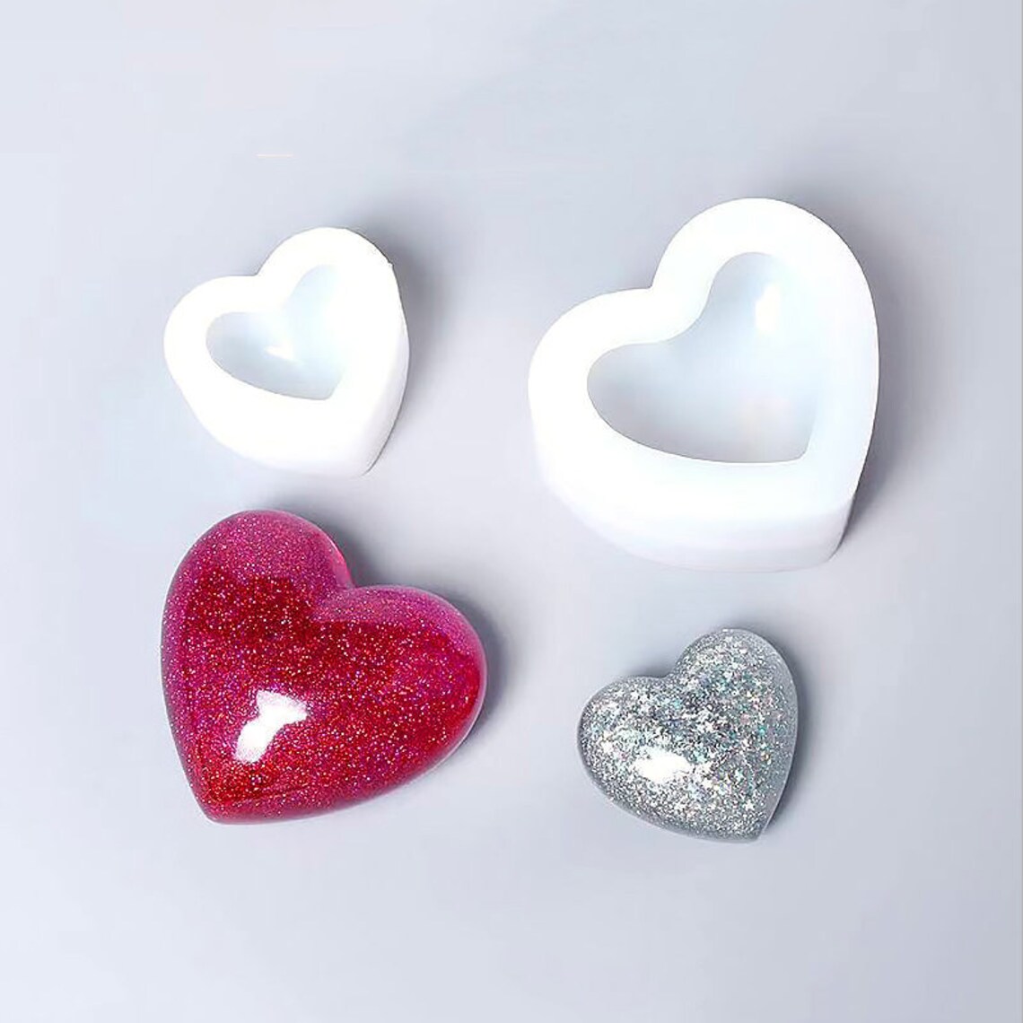 3D Heart Shaped Resin Moldheart Candle Silicone Moldromantic Etsy