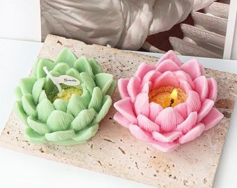Lotus Flower Silicone Mold-3D Lotus Candle Mold-Natural Flower Candle Mold-Beautiful Flower Resin Mold-Aromatherapy Plaster Mold
