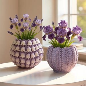 Small Flower Vase Silicone Mold-Lavender Peony Vase Resin Mold-Concrete Candle Vessel Mold-Jesmonite Plaster Mold