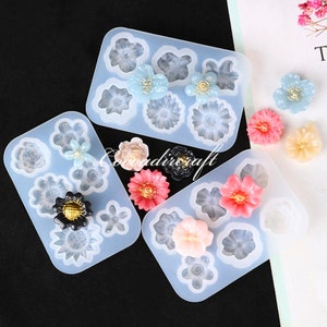 3 Styles Flower Silicone Mold-Miniature Flower Resin Mold-Sunflower Peony Earrings Mold-Flower Jewelry Making Mold-Epoxy Resin Art Mold