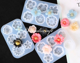 3 Styles Flower Silicone Mold-Miniature Flower Resin Mold-Sunflower Peony Earrings Mold-Flower Jewelry Making Mold-Epoxy Resin Art Mold