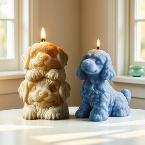 3D Poodle Candle Silicone Mold-Cute Puppy Candle Mold-Dog Head Candle Mold-Animal Dog Candle Mold-Beeswax Pillar Candle Mold-Soy Candle Mold