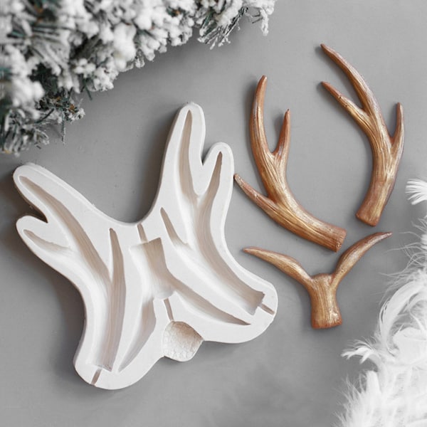 Christmas Antlers Silicone Mold-Elk Antlers Resin Mold-Deer Antler Fondant Mold-Chocolate Cake Decoration Mold-DIY Aromatherapy Plaster Mold