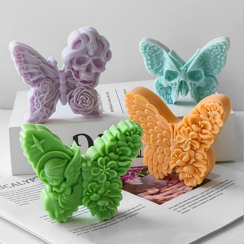 Moule En Silicone Papillon 2 Pièces - Pour Bougies, Plâtre, Résine - Tailles 13,4x10 Cm Et 7,8x6,5 Cm - 4