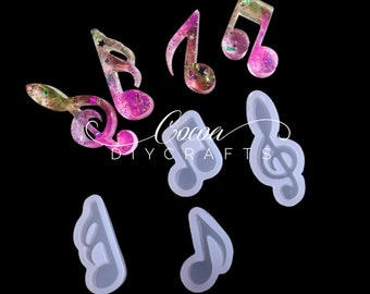 4Pcs Music Note Silicone Mold-Music Symbol Resin Mold-Music Note Earrings Mold-Jewelry Charms Mold-Epoxy Resin Art Mold