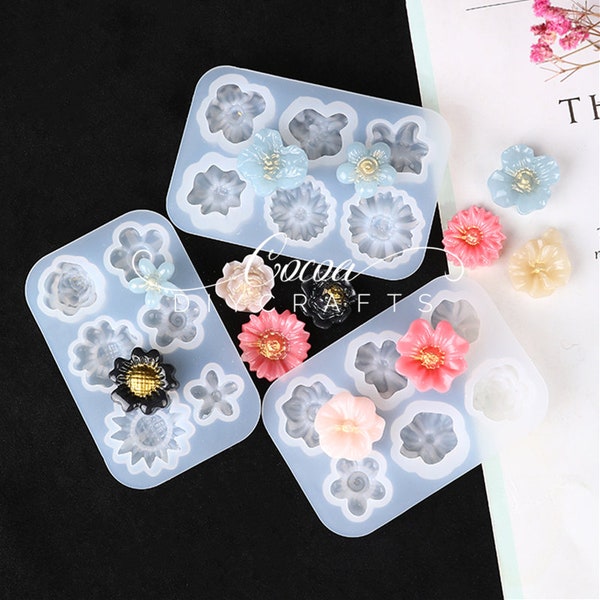 Spring Flower Resin Mold-Small Flower Silicone Mold-Flower Earrings Mold-Daisy Sunflower Resin Mold-Jewelry Charm Mold-Epoxy Resin Art Mold