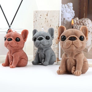 Molde de silicona para vela de Bulldog Francés 3D-molde de vela de Bulldog lindo-molde de vela de perro Animal-molde de yeso de aromaterapia DIY-molde de arte de resina epoxi
