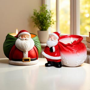 Santa Claus Vase Silicone Mold-Christmas Candle Jar Mold-Succulent Planter Pot Mold-Concrete Candle Vessel Mold-Jesmonite Plaster Decor Mold