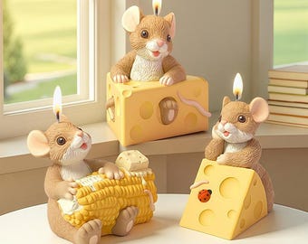Cute Mouse Candle Silicone Mold-Mouse Cheese Candle Mold-Cartoon Mouse Candle Mold-Animal Mouse Resin Mold-DIY Aromatherapy Plaster Mold