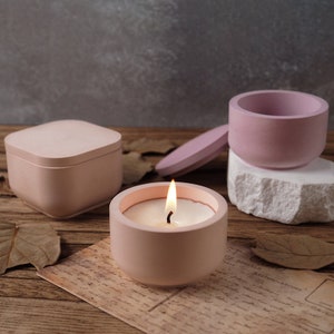 Small Candle Jar Silicone Mold-Square Round Storage Box Mold-Cement Candle Vessel Mold With Lid-Jesmonite Plaster Resin Mold-Home Decor Mold