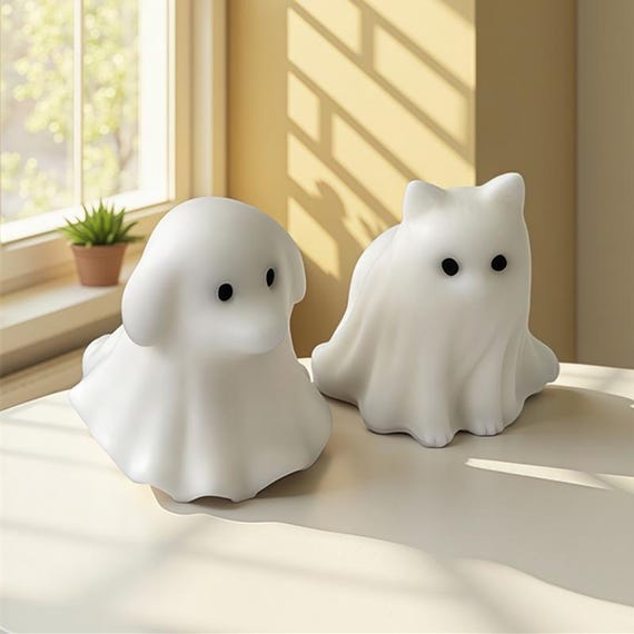 3D Ghost Candle Silicone Mold-Ghost Cat Dog Candle Mold-Ghost Animal Candle Mold-Halloween Ghost Soap Mold-DIY Aromatherapy Plaster Mold