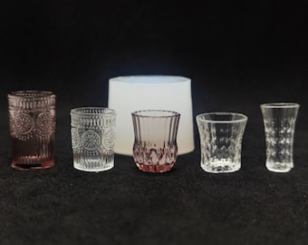 5 Styles Miniature Cup Silicone Mold-Glass Cup Resin Mold-Crystal Cup Mold-Miniature Dollhouse Mold-Food Play Mold-UV Resin Art Mold