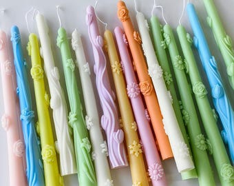 Flower Taper Candle Silicone Mold-Flower Pillar Candle Mold-Long Candle Mold-Embossed Daisy Tulip Candle Mold-Wedding Festive Candle Mold