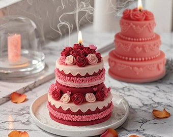 Molde de silicona para vela de pastel de rosas, molde para vela de pastel de tres capas, molde para fondant de pastel de flores, molde para decoración de pastel de chocolate, molde para vela de cumpleaños de boda