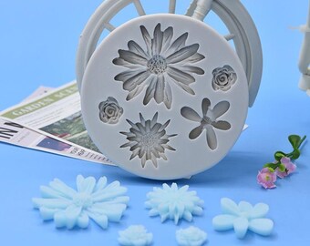 Flower Fondant Silicone Mold-Daisy Flower Resin Mold-Natural Flower Mold-Flower Jewelry Making Mold-Chocolate Cake Mold-Epoxy Resin Art Mold
