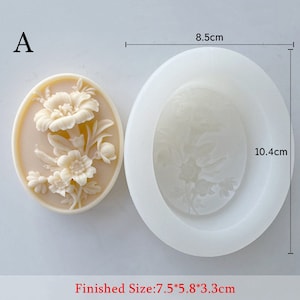 4 stilar blommatvål silikonform - oval reliefblommor tvålform - handgjord tvålstångform - estetisk tvålform - bivaxtvål ljusform A