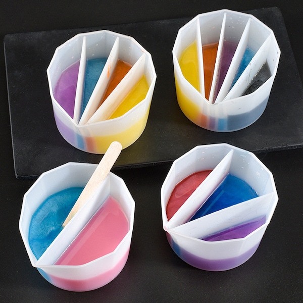 Tazas mezcladoras de silicona-taza dividida para verter resina de pintura de silicona-taza dispensadora de colores-herramientas de fabricación DIY reutilizables fáciles de limpiar