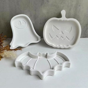 Halloween Tray Silicone Mold-Bat Ghost Pumpkin Tray Mold-Cement Plaster Jesmonite Tray Mold-Jewelry Display Tray Mold-Epoxy Resin Tray Mold