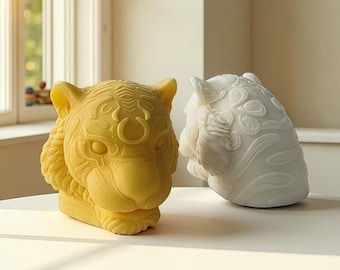 3D Tiger Statue Silicone Mold-Tiger Head Candle Mold-Large Tiger Candle Mold-Animal Head Candle Mold-DIY Aromatherapy Plaster Mold