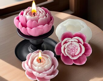 3 Styles Peony Candle Silicone Mold-Peony Flower Candle Mold-Flower Shaped Soap Mold-Aesthetic Art Candle Mold-DIY Aromatherapy Plaster Mold