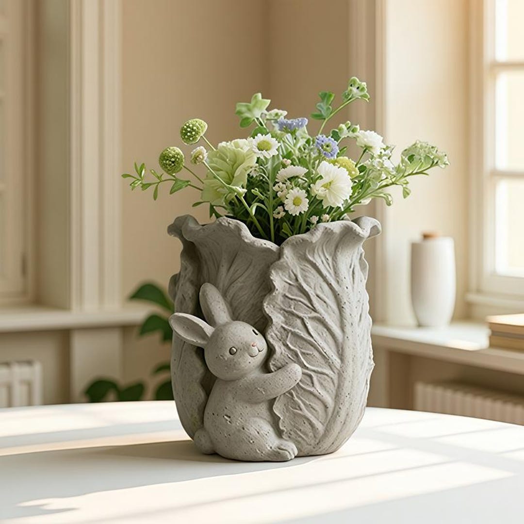 Cabbage Rabbit Vase Silicone Mold-rabbit Trinket Box Resin Mold ...