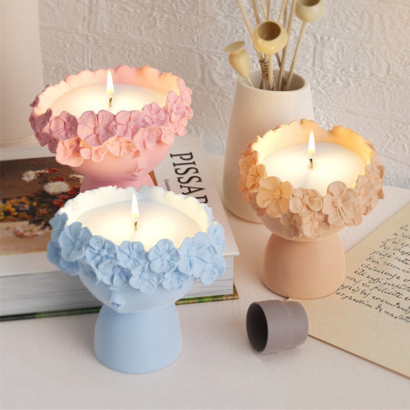 Vintagemukunodeckセットnerudesignworks/MOLD Nordic Girl Candle Jar Silicone Mold-girl Succulent Planter