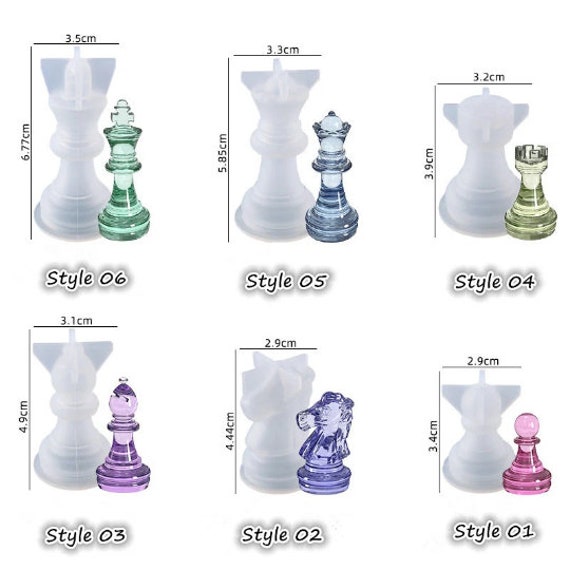 Let's Resin Chess Set Molds with 16 Piece 3D Full Size Chess Checkers & Chess Board Epoxy Silicone Resin Molds