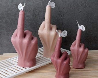 Stampo in silicone per candele a forma di gesto, 3 stili: stampo per candele a forma di dito medio, stampo per candele a forma di mano a cuore, stampo per candele a forma di mano divertente, stampo per decorazioni in gesso per aromaterapia.