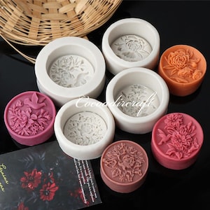 Molde de silicona para jabón redondo, molde para jabón con forma de flor natural, molde para jabón con forma de rosa, molde para jabón con forma de ave fénix, molde para jabón hecho a mano, molde para jabón con vela aromática