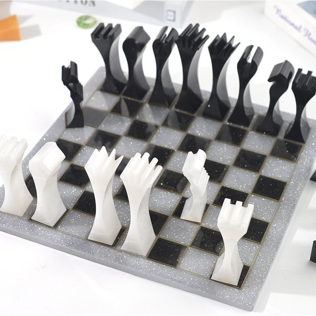 BEIJITA 6pcs Chess Mold for Resin, Resin Chess Mold 3D Silicone, 3D Chess Board Resin Molds Flexible Chess Shape Set Mold Epoxy Casting Molds for DIY Crafts
