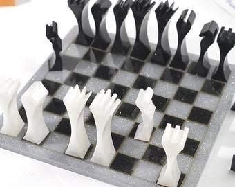 3D Schach Silikonform-Schachform Set-SchachHarzform-Schachspiel-Schachspiel-Schach-Schlüsselanhänger-Form-Tischbrettspiel-Epoxidharz Bastelform