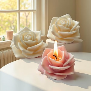 3D Rose Candle Silicone Mold-Blooming Rose Candle Mold-Beautiful Flower Candle Mold-Concrete Cement Art Mold-DIY Aromatherapy Plaster Mold