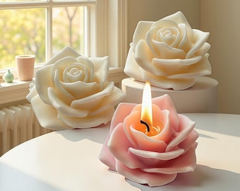 3D Rose Candle Silicone Mold-Blooming Rose Candle Mold-Beautiful Flower Candle Mold-Concrete Cement Art Mold-DIY Aromatherapy Plaster Mold