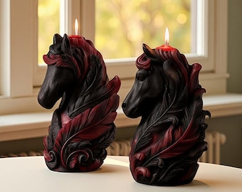 Nordic Horse Head Candle Silicone Mold-Horse Head Candle Mold-Feather Horse Candle Mold-Animal Horse Candle Mold-Soy Wax Beeswax Candle Mold