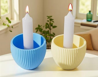Striped Candle Holder Silicone Mold-Round Candlestick Holder Resin Mold-Taper Candle Holder Mold-Concrete Cement Mold-Jesmonite Plaster Mold