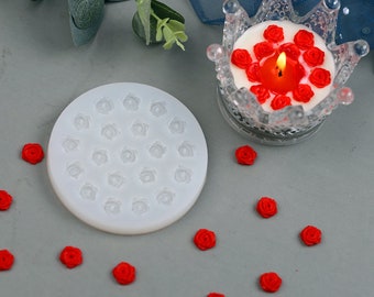 Miniature Rose Silicone Mold-Rose Flower Resin Mold-Earrings Jewelry Making Mold-Fondant Chocolate Mold-Polymer Clay Mold-Soy Wax Mold