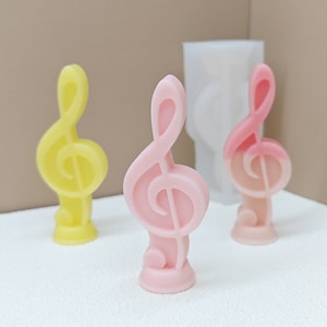 Nota musical vela silicona molde-nota en forma de vela molde-clave de sol vela molde-hormigón nota musical molde-cemento Jesmonite decoración molde