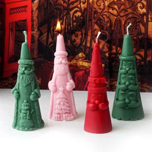 Silikonform för lång hattljus - Julgransljusform - Pingvin/Tomte/Snögubbe/Älg/Gnome Pelarljusform - DIY Aromaterapi Gipsform