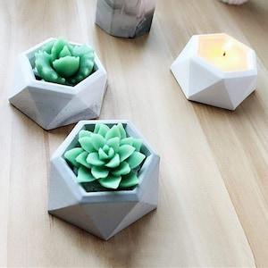 Maceta hexagonal molde de silicona-molde de maceta suculenta-molde de recipiente de vela de hormigón-molde de tarro de vela-molde de maceta de terrazo jesmonita-molde de resina epoxi