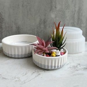 Ribbed Bowl Silicone Mold-Concrete Flower Pot Mold-Succulent Pot Mold-Jesmonite Pot Mold-Candle Holder Mold-Jewelry Box Mold-Resin Art Mold