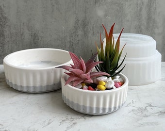 Ribbed Bowl Silicone Mold-Concrete Flower Pot Mold-Succulent Pot Mold-Jesmonite Pot Mold-Candle Holder Mold-Jewelry Box Mold-Resin Art Mold
