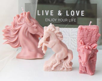 Standing Horse Silicone Mold-Horse Head Candle Mold-Animal Horse Candle Mold-Double Horse Candle Mold-DIY Aromatherapy Plaster Mold
