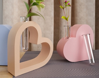 Heart Bud Vase Silicone Mold-Heart Flower Vase Mold-Test Tube Vase Resin Mold-Concrete Tube Vase Mold-Jesmonite Cement Decor Mold