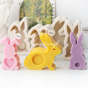 Easter Bunny Silicone Mold-Cartoon Rabbit Candle Mold-Animal Rabbit Candle Mold-Concrete Cement Bunny Mold-Aroma Candle Soap Mold