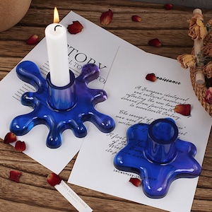 Concrete Candlestick Silicone Mold-Water Drop Candle Holder Mold-Taper Candle Holder Mold-Cement Plaster Candle Holder Mold-Epoxy Resin Mold