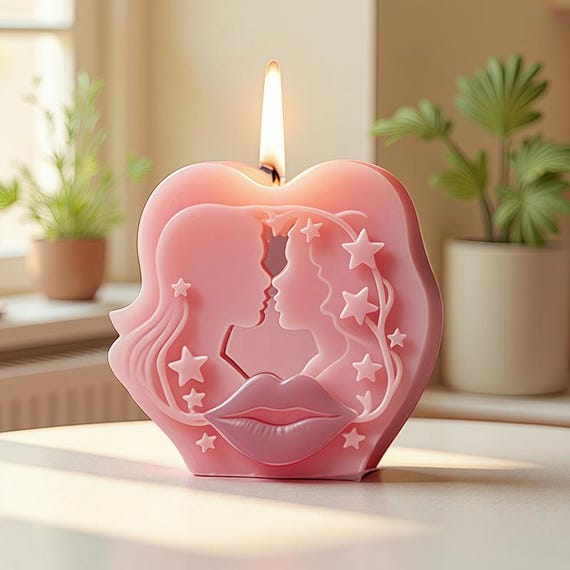 Paar Kerze Silikonform-Paar küssen Kerzenform-Romantische Lippen Kerze Form-Valentinstag Kerze Form-Hochzeitskerze Dekor Form